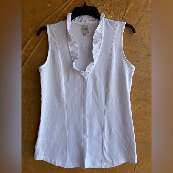 NWOT NIC+ZOE White Ruffled V-Neck Sleeveless Around Tank Top Size Small - Picture 5 of 11